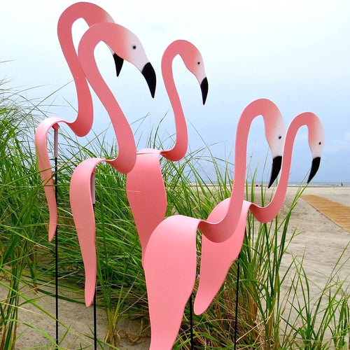 Swirling Flamingo - Dynamic Swirl Bird Garden Art
