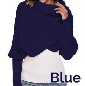 Convertible Knitted Scarf Shawl with Sleeves