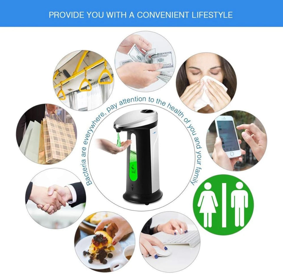 Zelarama Automatic Soap Dispenser - No-touch Sanitizer and Lotion Container for Home and Bath