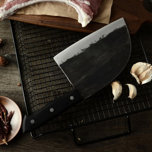 Zelarama Serbian Chef's Knife - Handmade Hardened Carbon Steel Blade for Meat, Fish Veggies
