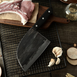 Zelarama Serbian Chef's Knife - Handmade Hardened Carbon Steel Blade for Meat, Fish Veggies
