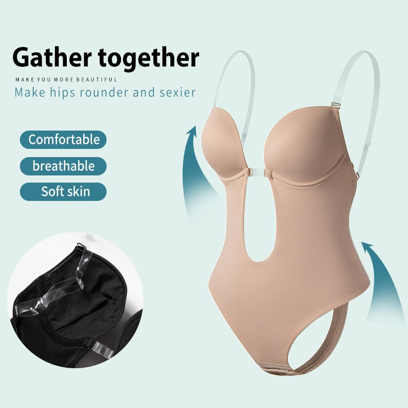 V-Neck Backless U Plunge Thong