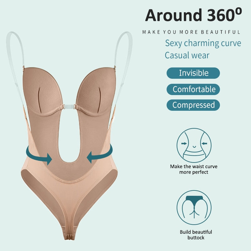 V-Neck Backless U Plunge Thong