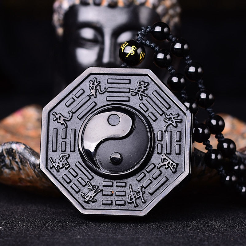 Obsidian Yin And Yang Pendant