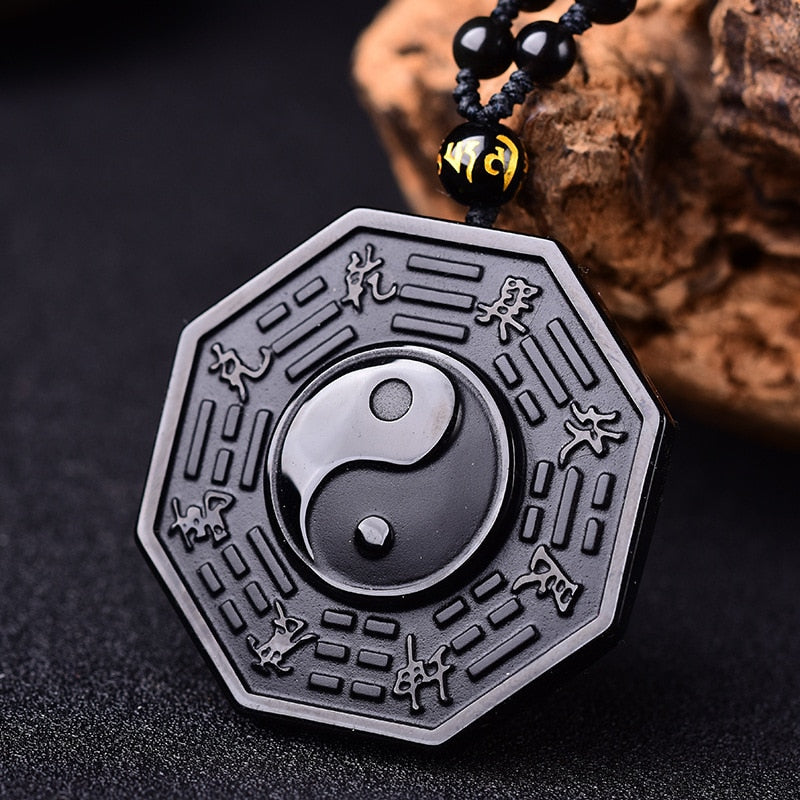 Obsidian Yin And Yang Pendant