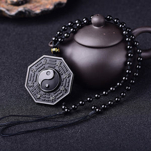 Obsidian Yin And Yang Pendant