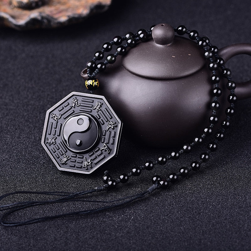 Obsidian Yin And Yang Pendant