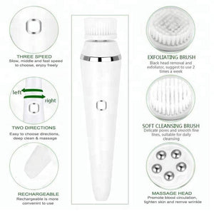 Facial Cleansing Brush with 4 Brush Heads