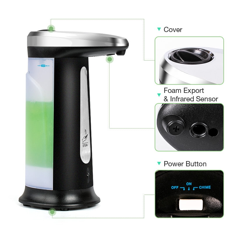 Zelarama Automatic Soap Dispenser - No-touch Sanitizer and Lotion Container for Home and Bath