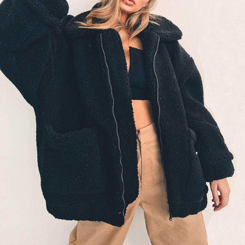 Women's Lamb Wool Faux Fur Coat