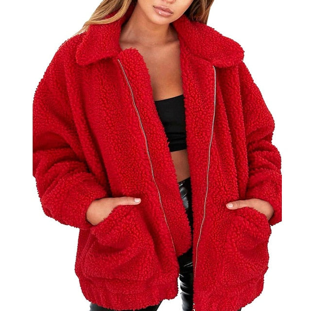 Women's Lamb Wool Faux Fur Coat