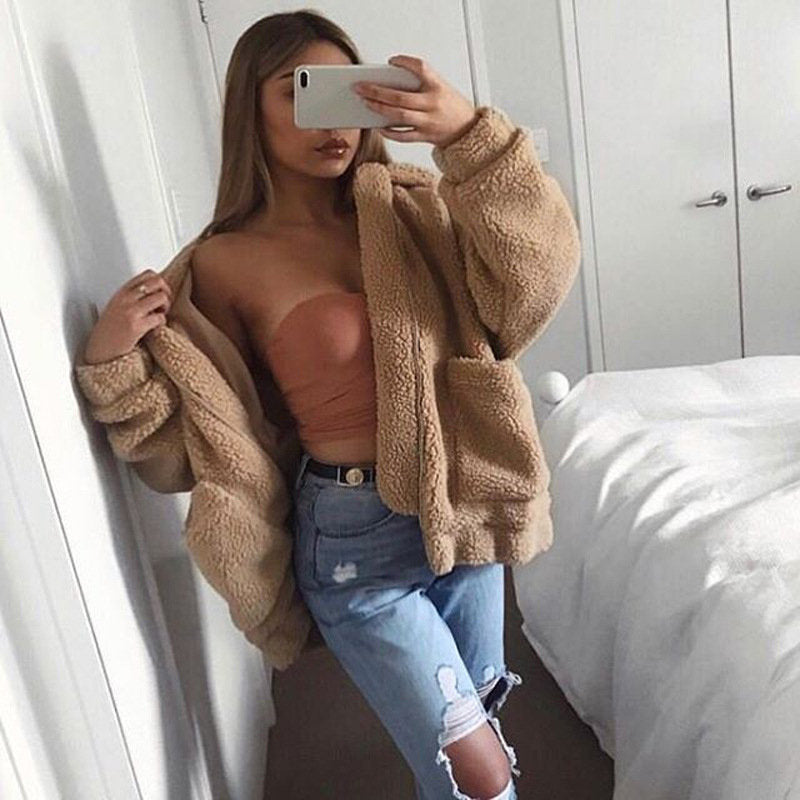 Women's Lamb Wool Faux Fur Coat