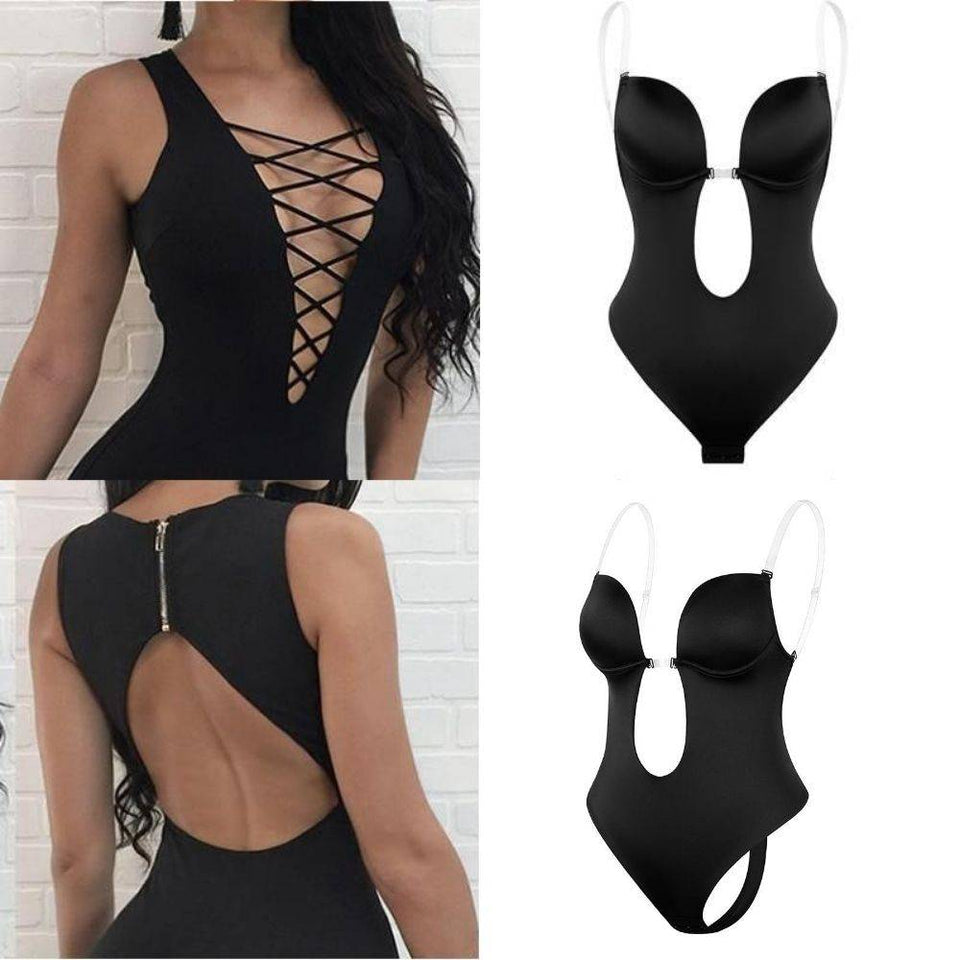 V-Neck Backless U Plunge Thong