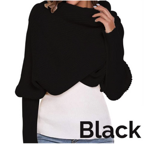 Convertible Knitted Scarf Shawl with Sleeves