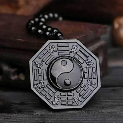 Obsidian Yin And Yang Pendant
